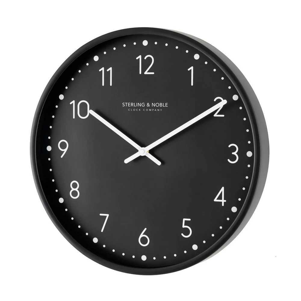 155 Inch Black Round Indoor Quiet Analog Wall Clock Modern Decorative Glass Lens Minimst Design Easy to Hang Home Office C251126