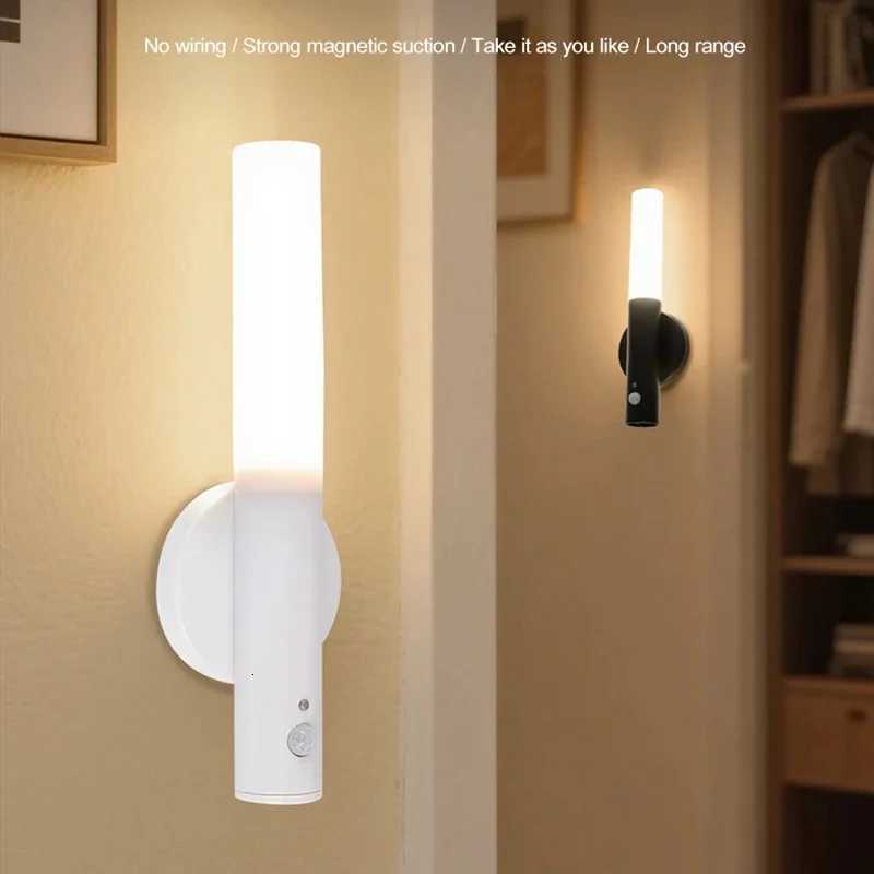 Rechargeable Wall Lamp Modern LED Sensor Indoor Night Light For Bedroom Bedside Hallway Stairwell Wall Warm Light Decor Lighting M251126