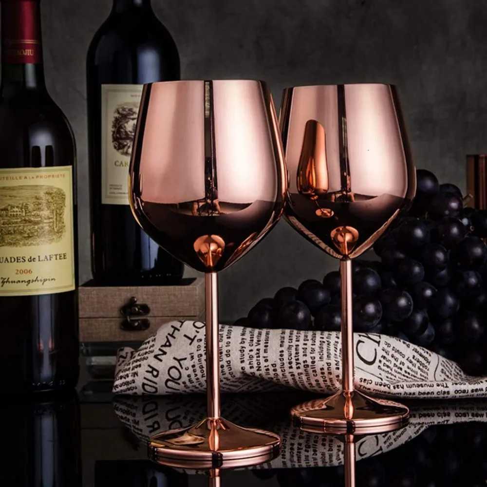 European-style Stainless Steel Red Wine Glass 500ml Tall Wine Glass Cocktail and Juice Glass for Bars Parties Restaurants C251126