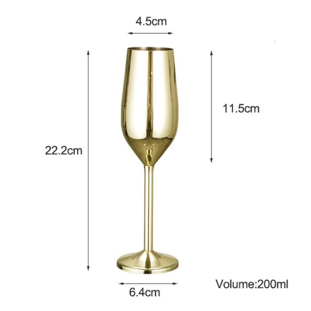 6pcs 200ml Stainless Steel Champagne Flutes Unbreakable Wine Glasses for Wedding Anniversary Birthday Parties C251126