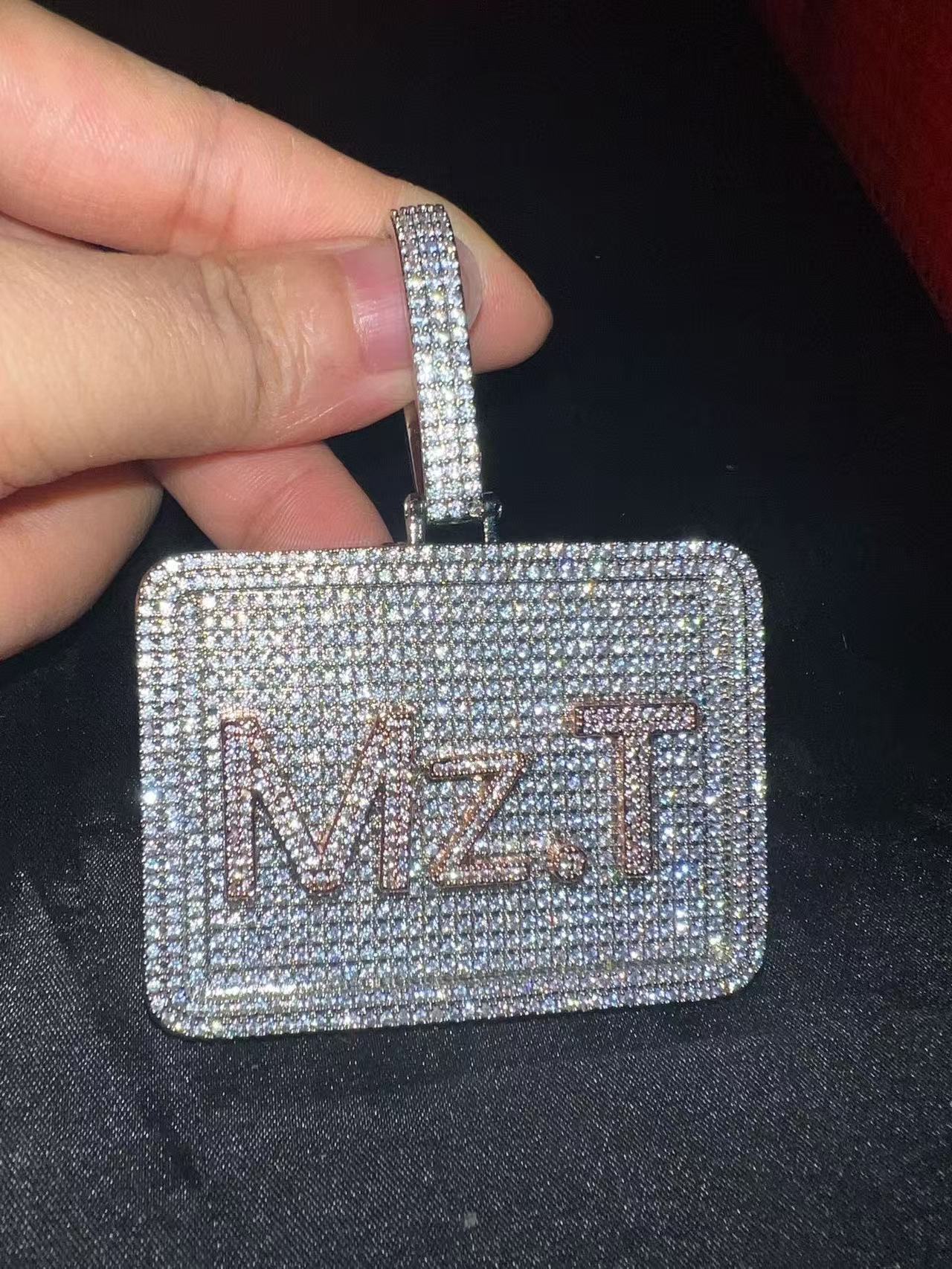 Miami Cuban Chain Hip Hop Jewelry 925 Sterling Silver Diamond Chain Pendant Vvs Moissanite Diamond Custom Credit Card Pendant