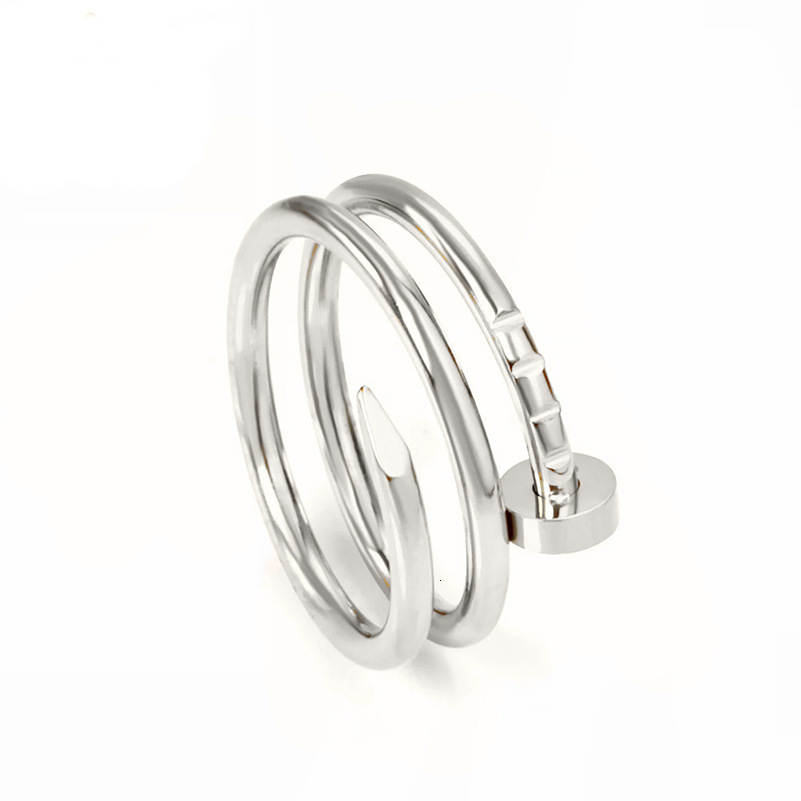 Xinghe personalized titanium steel for couples, classic diamond free spiral index finger bracelet, nail shaped ring