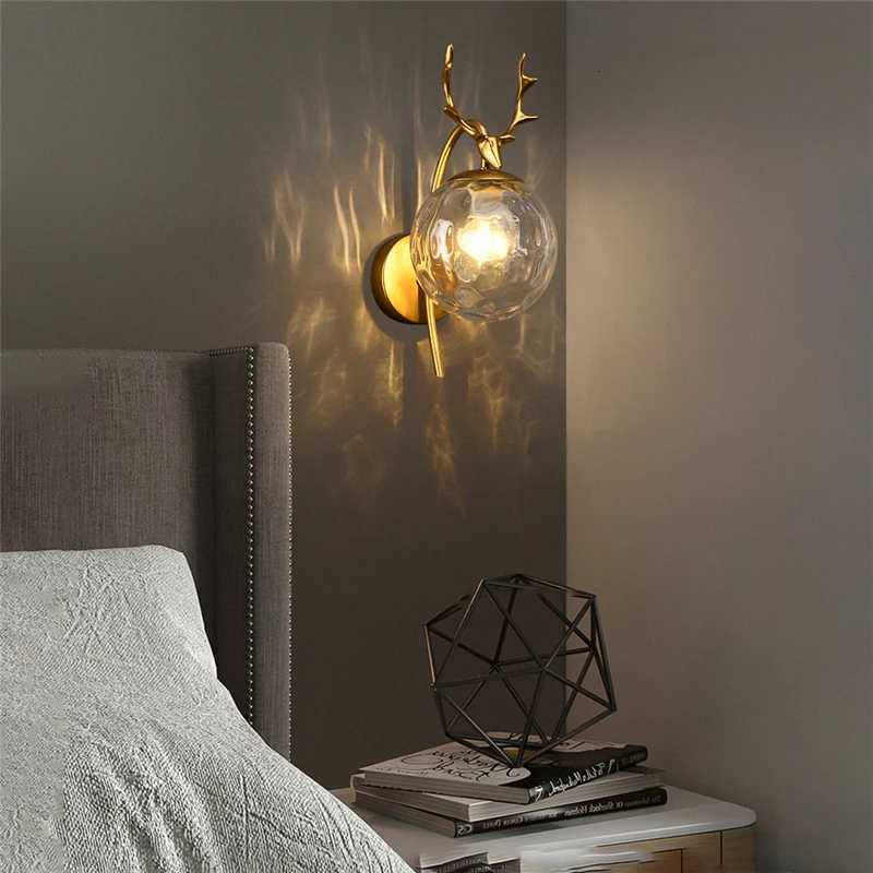 Nordic deer wall lamp modern led lights For home living room wall lamps designer model room wall decor antler bedroom lighting M251126