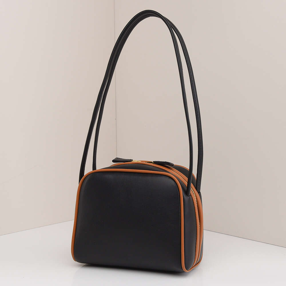 Single Shoulder Same Style as P's, Tofu with High-End Feel, Color-Block Fashion Bag for Women, Simple Commuter Underarm Bag, Cross-Border 1356