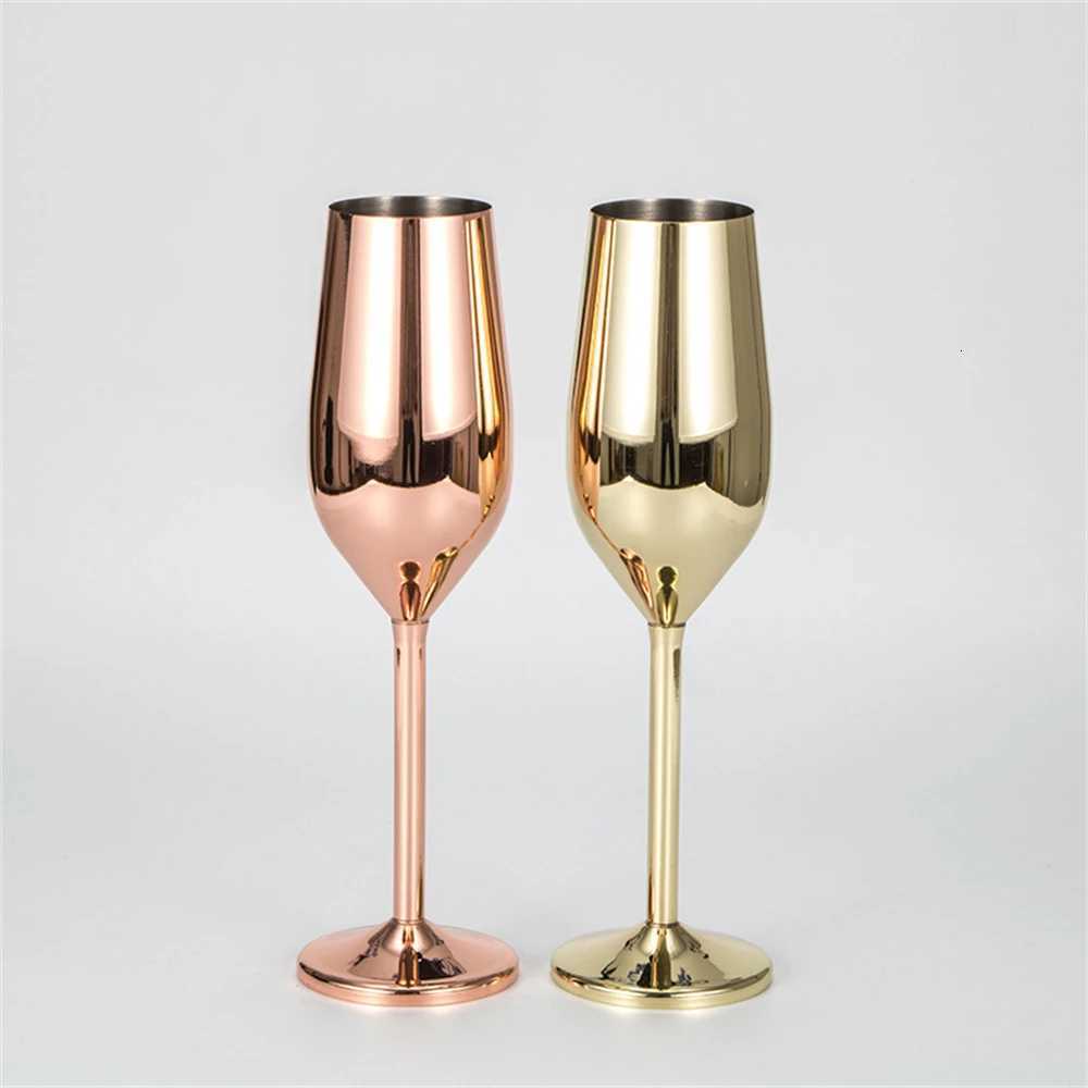 6pcs 200ml Stainless Steel Champagne Flutes Unbreakable Wine Glasses for Wedding Anniversary Birthday Parties C251126