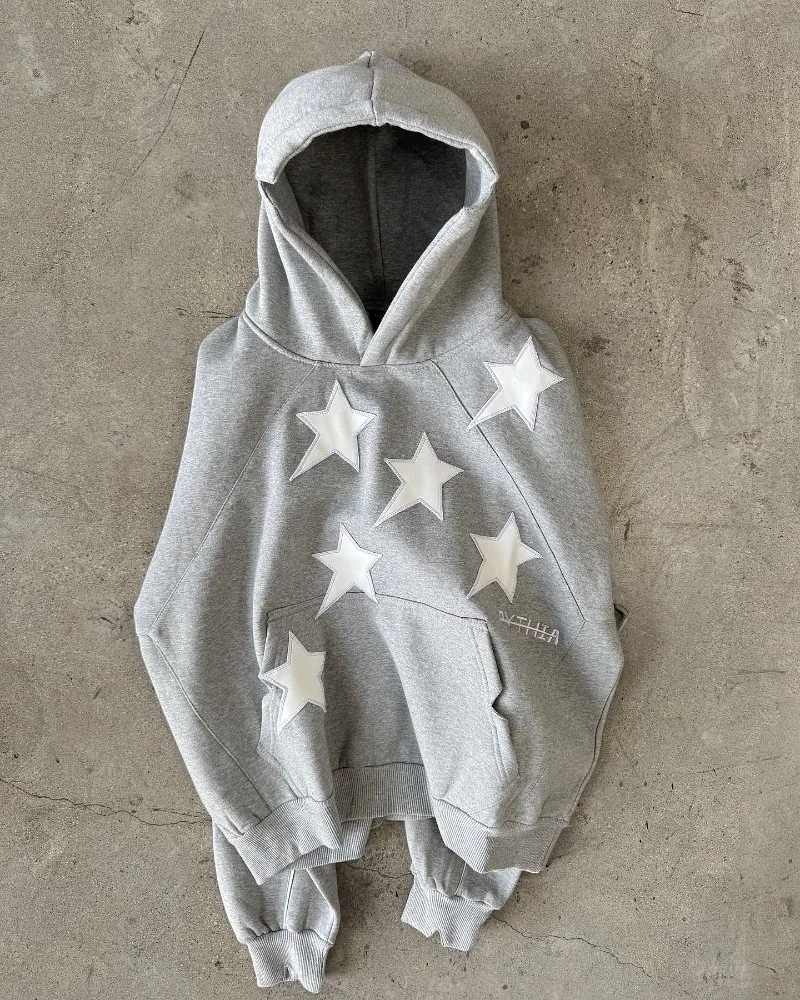 Y2K Harajuku New Fashion Star Patch Zipper Hoodie Women Gothic Hip Hop Popular Casual Couple Plus Velvet Padded Sports Sweater J251136