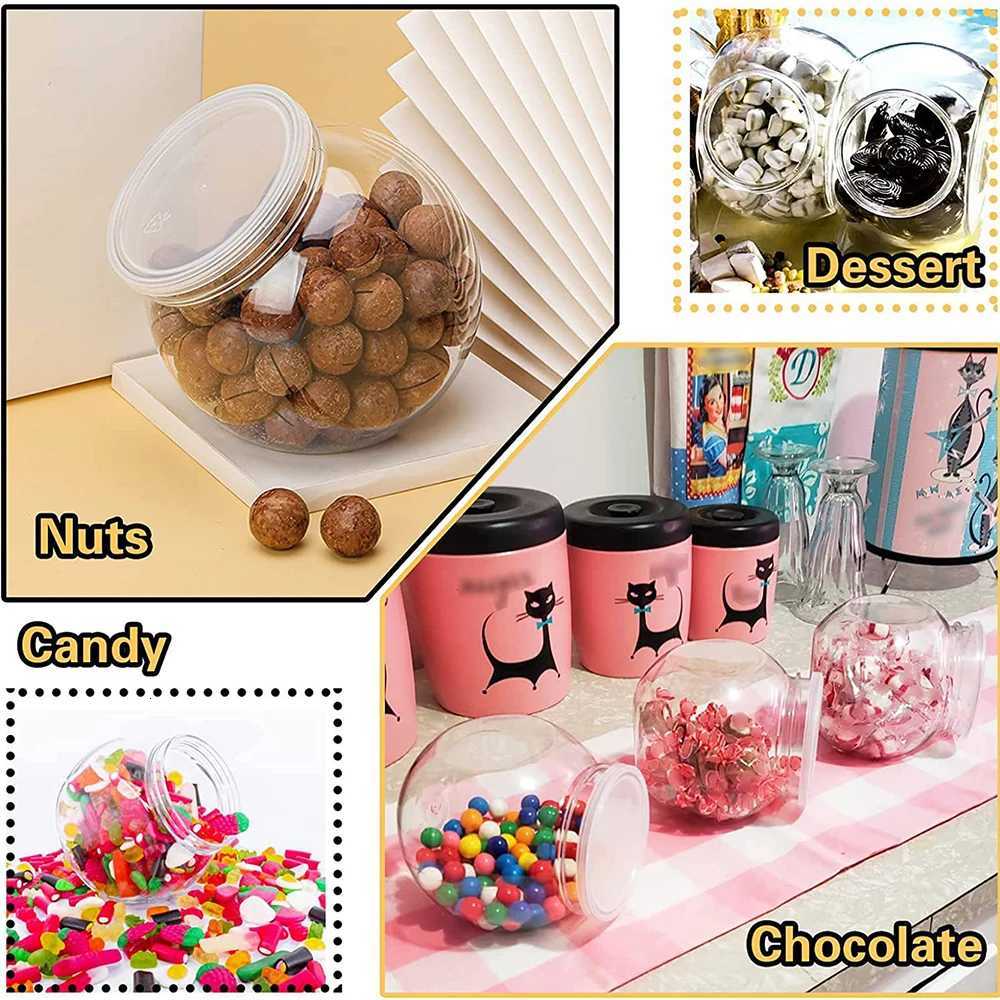 1Pc Candy Jar with Lid Plastic Clear Cookie Storage Container Wide Mouth Canister for Candy Snacks Cereal Jelly Dry Food Y251126