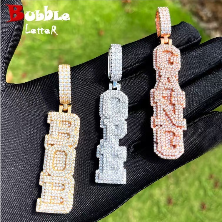 Mens Unique Sterling Sier Hip Hop Jewelry D Color VVS Moissanite Fine Custom Name Pendant Letter Necklace Gift