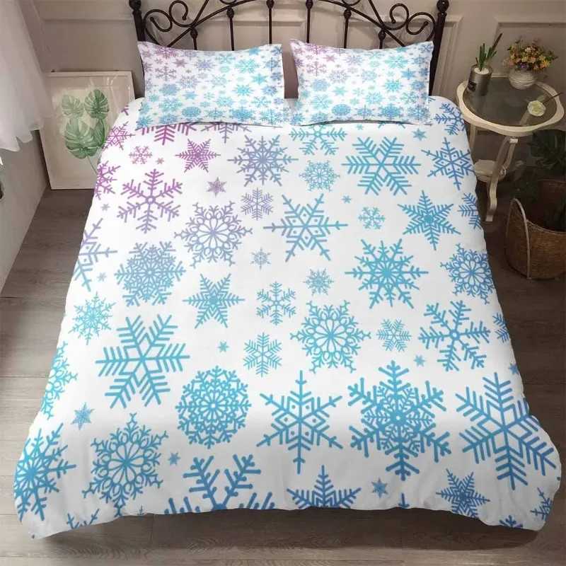 Christmas Happy Christmas Snowflake Bedding Set Decoration US CalifKing 260x240 Full 200x230cm Duvet Cover Sets 2 People Bedclothes Thick Y251126