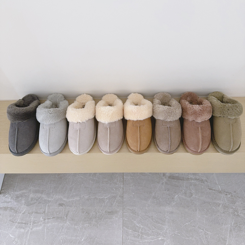 Natural Sheepskin Fur Slippers Female Winter Slippers Women Warm Indoor Slippers Soft Wool Lady Home Slippers 241114