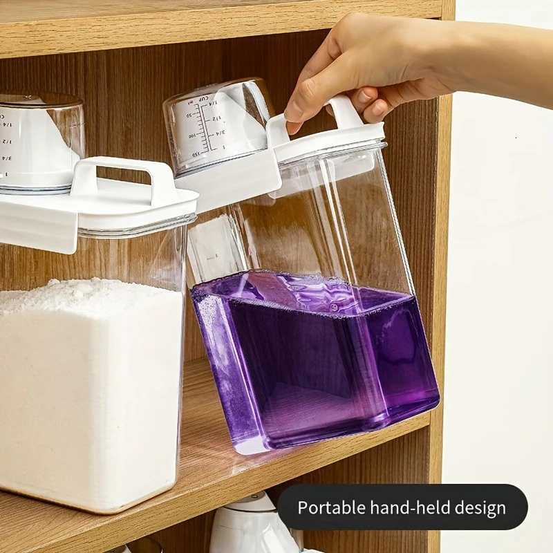1-3pcs Airtight Laundry Detergent Powder Storage Box Jar Bleach Storage Container Large Capacity Measuring Cup Y251126