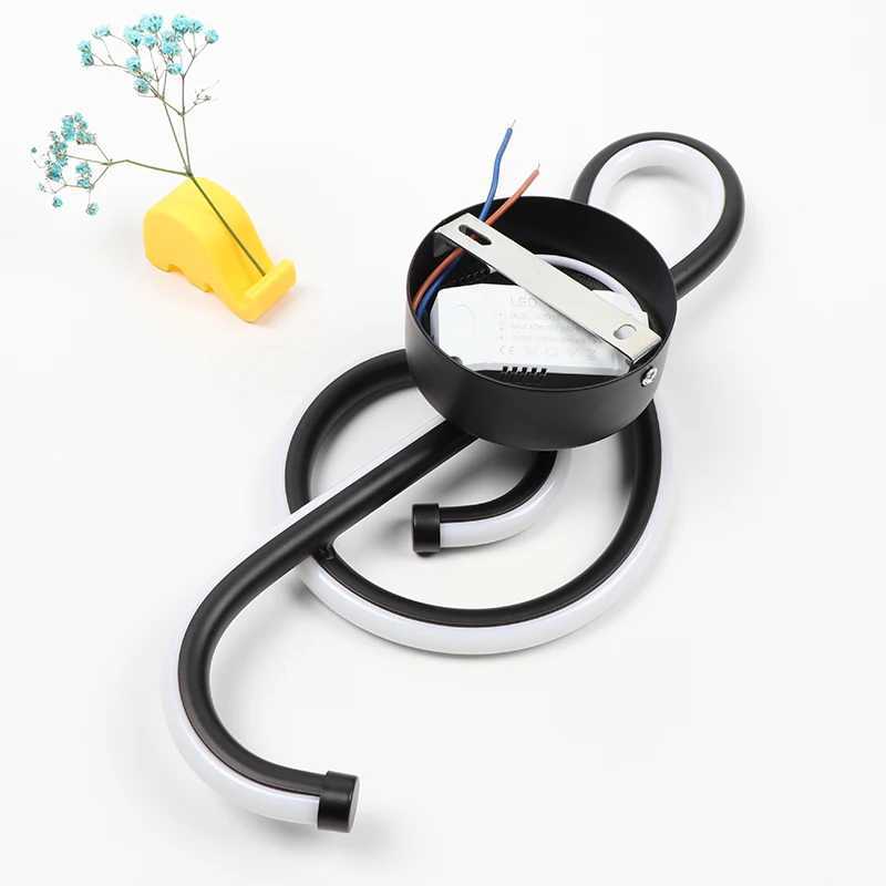 22W LED Wall Lamp Bedroom Beside Wall Light Music Clef Shape Home Indoor Living Room Decoration Lighting AC90-260V Black/White M251126