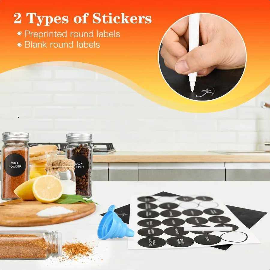 DkOvn 12 24 36 48pcs Glass Spice Jars 4oz Empty Spice Jars with Metal Caps Labels Shaker Lids Collapsible Funnel Chalk Pen Seas Y251126