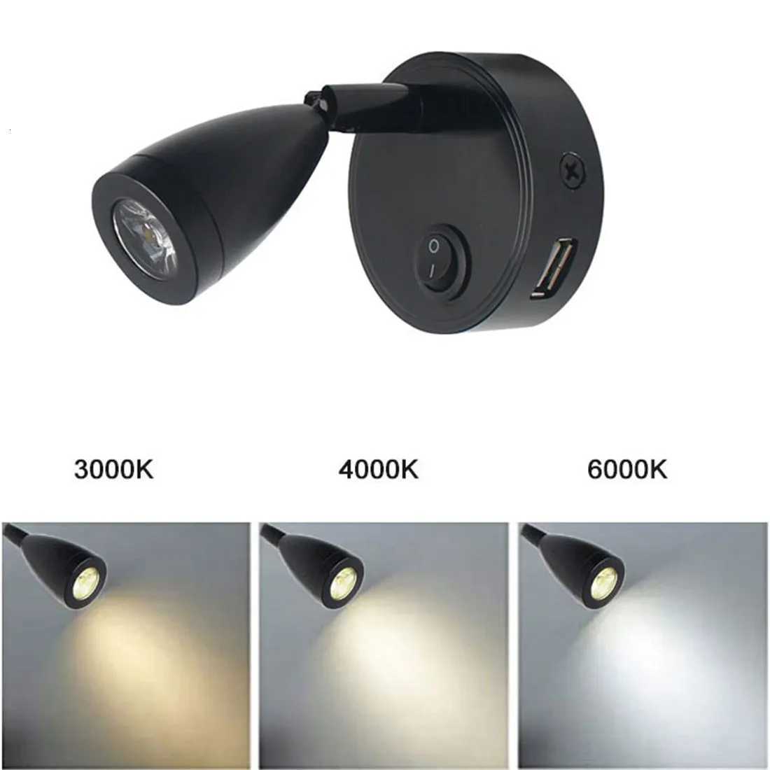 12V 24V Reading Light LED RV Interior 2W with USB Port 5V 2A Swith Spotlight for Boat YachtCaravan Camper Trailer Dorm 3 color M251126