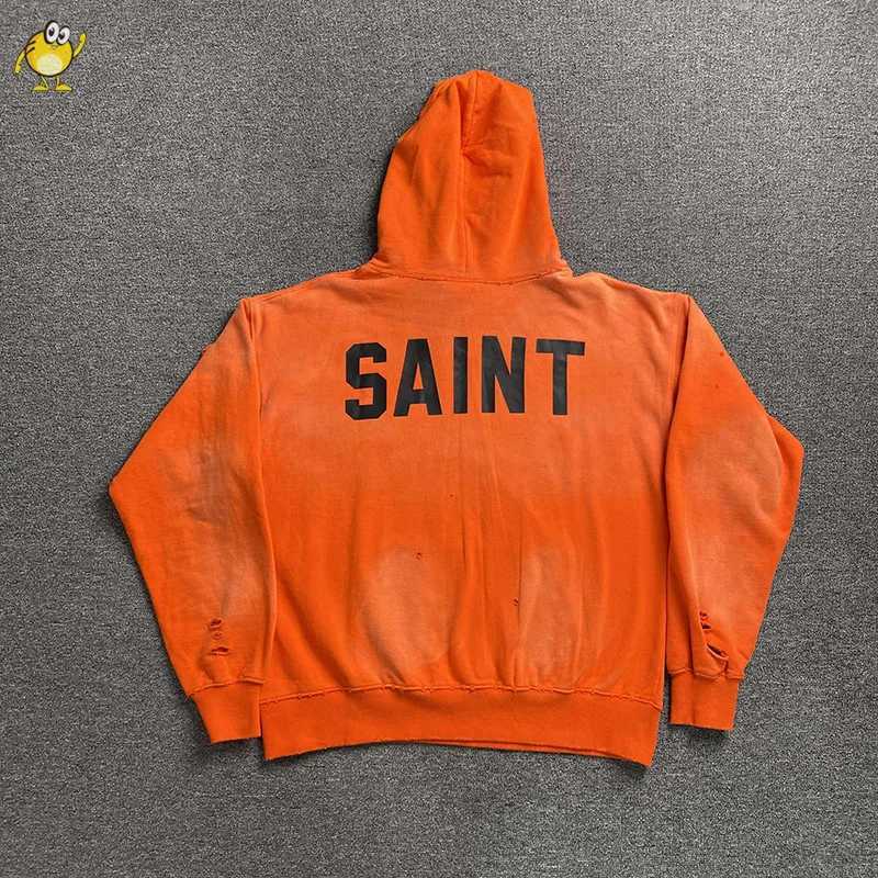 Fashion Heavy Fabric Oversize SAINT Print Hoodies Men Woman Winter Vintage Washed Damaged Best Quality Pullover Sweatshirts Hooded Y251125