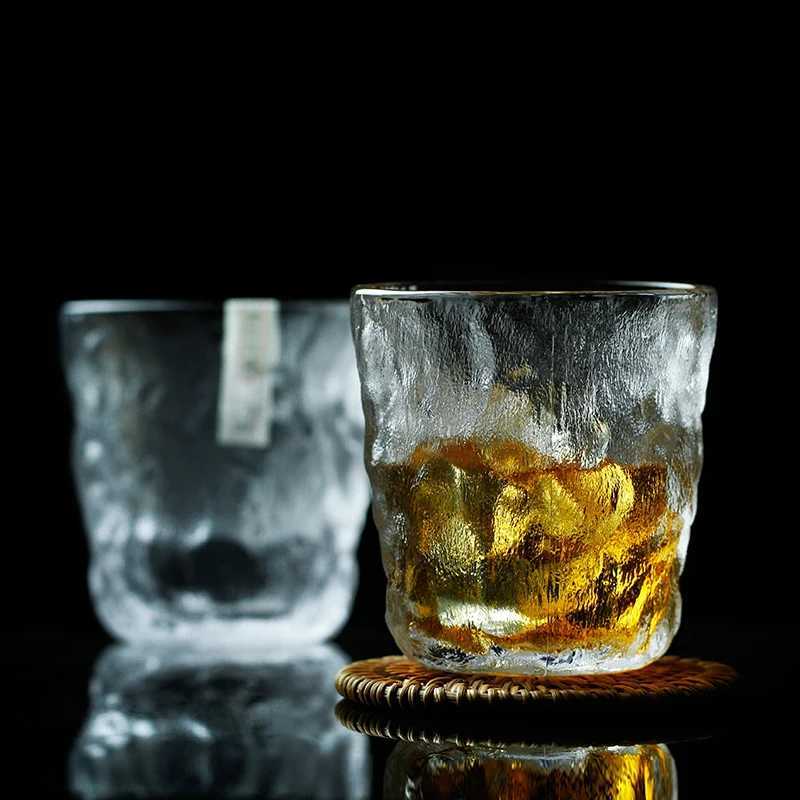 Net Red Japanese Glacier Cup Crystal Hammered Whiskey Glass Small Tea Cup Household Drink Water Cup Liquor Plum Wine C251126