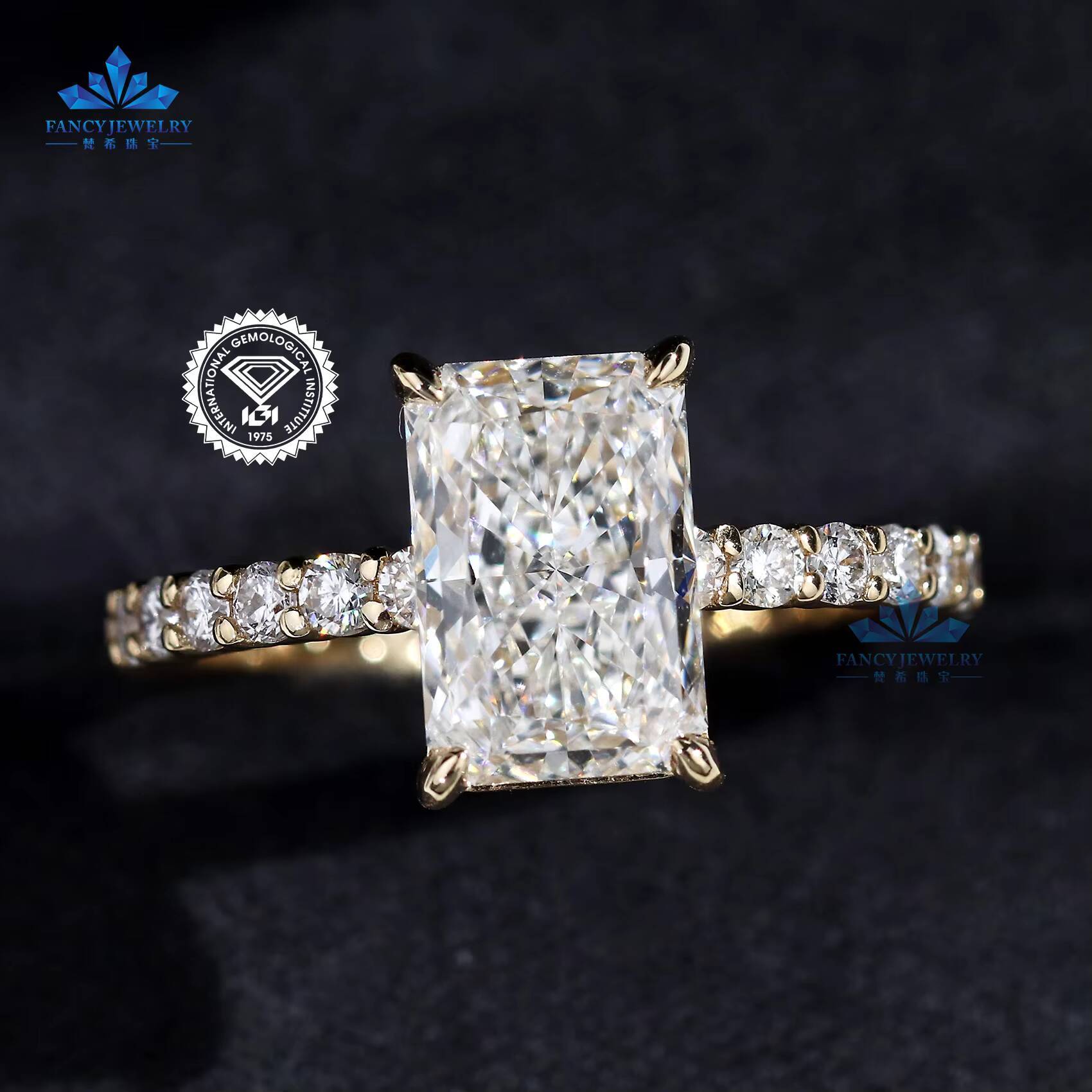 Fine Jewelry Women Engagement CVD Diamond 10K 14K 18K Solid Gold D VVS1 2 3 5 Ct Radiant Cut Ring Eternity Ring Lab Diamond