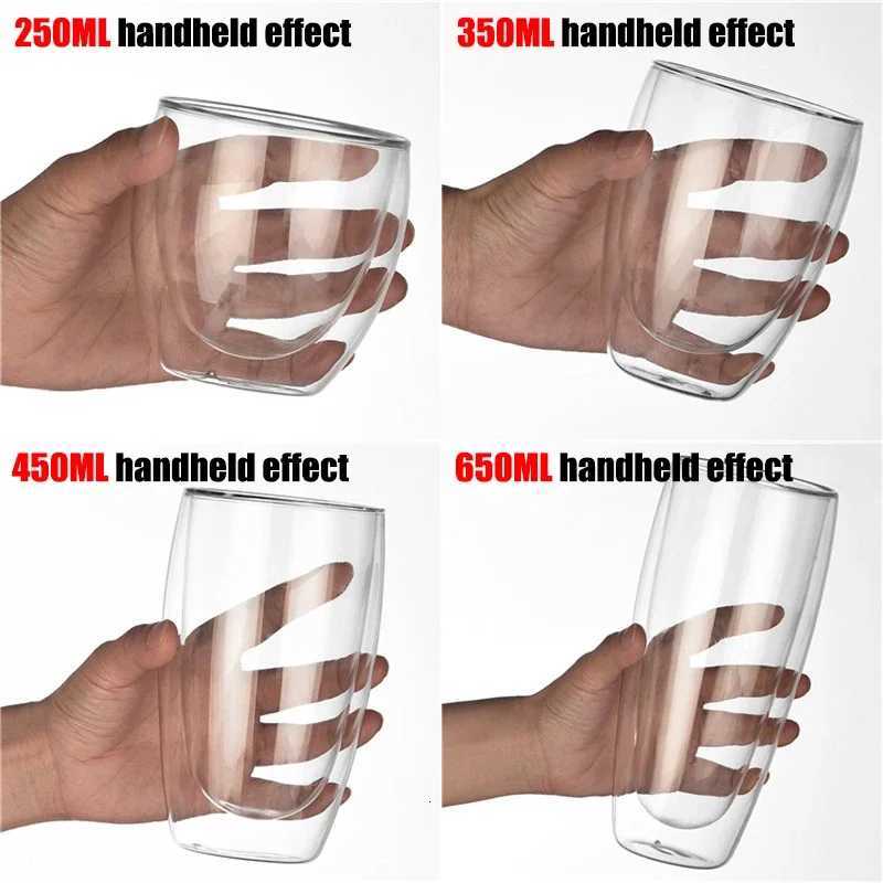Transparent Glass Coffee Cup Milk Whiskey Tea Beer Double Creative Heat Resistant Cocktail Vodka Wine Mug Tumbler Drinkware Gift C2511260