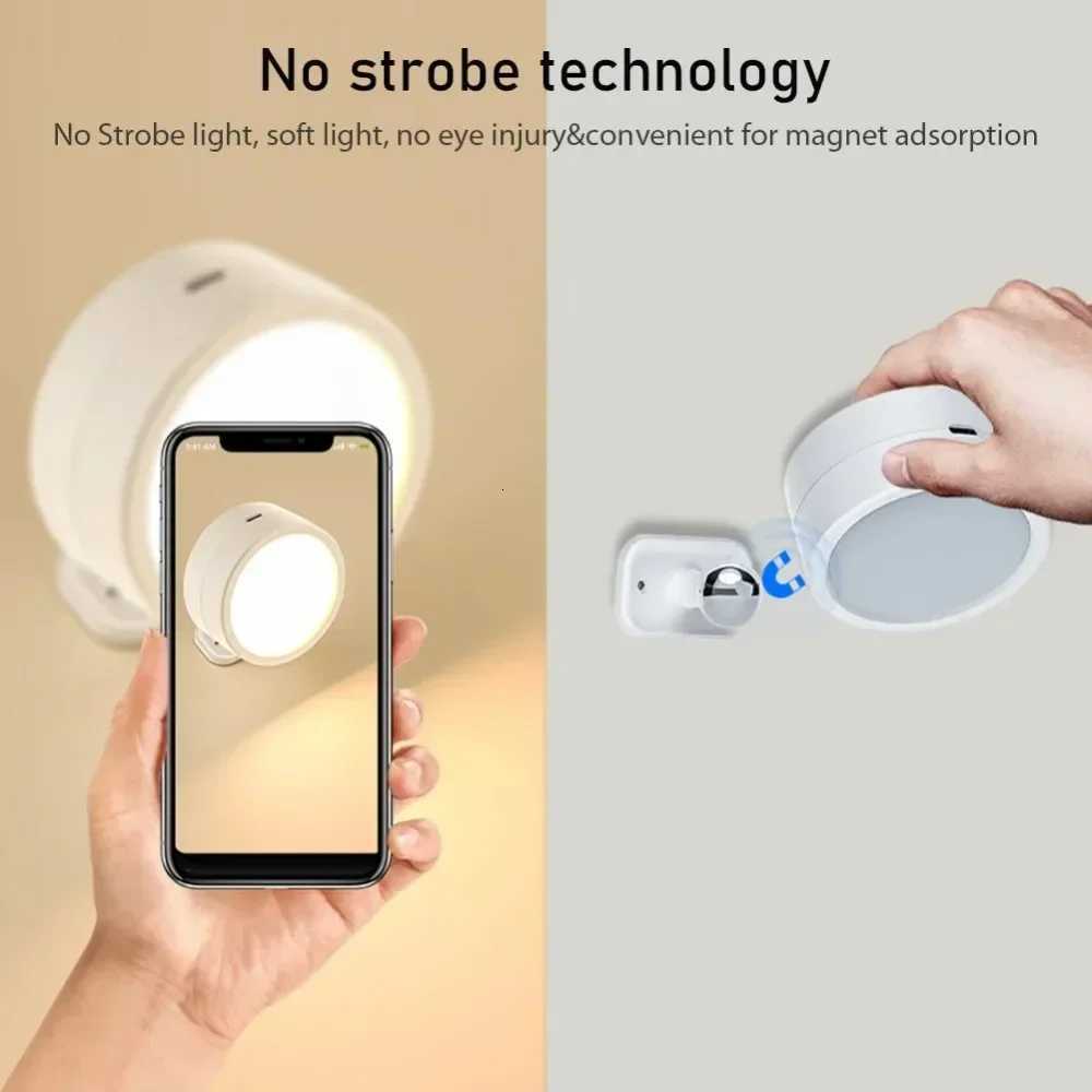 Magnetic LED Wall Light Rechargeable Reading Lights 360 Rotation Touch Remote Control Cabinet Spotlight Night Lamp M251126