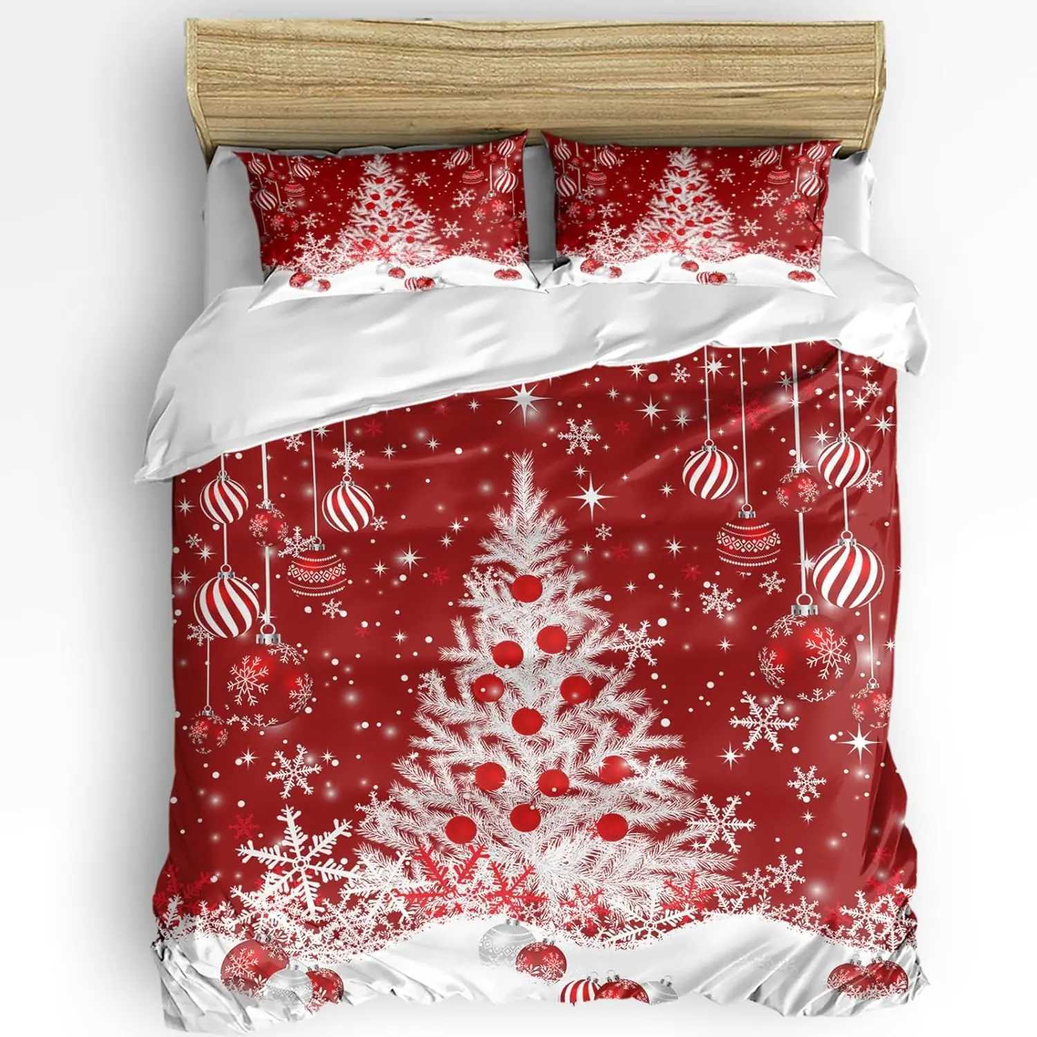Christmas Christmas Duvet Cover King Size Christmas Tree Ball Snowflake Quilt Soft Bedding for Boys Girls Adult Bedroom Decoration 3 Pcs Y251126