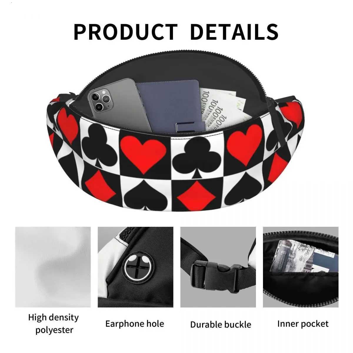 poker Cards Waist Bag Playing Cards Unisex Travel Waist Pack Picture Polyester BagT251126