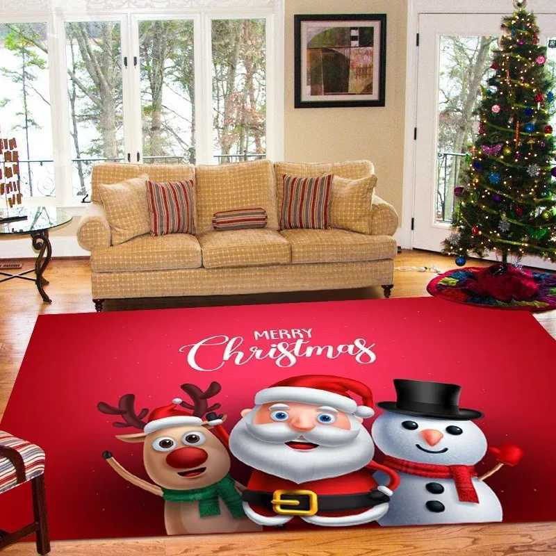 Christmas Rug Vibrant Santa Snowman Reindeer Festive Carpet Large Holiday Decorative Mat for Living Room Family GatheringsM251126