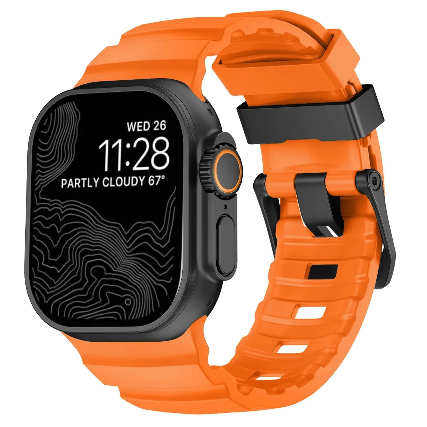 Trail Silicone Band for Apple Watch Ultra 2 49mm Strap mm 45mm 44mm 42mm Sport Bracelet for Series 10 Ultra 9 8 7 6 SE 250425