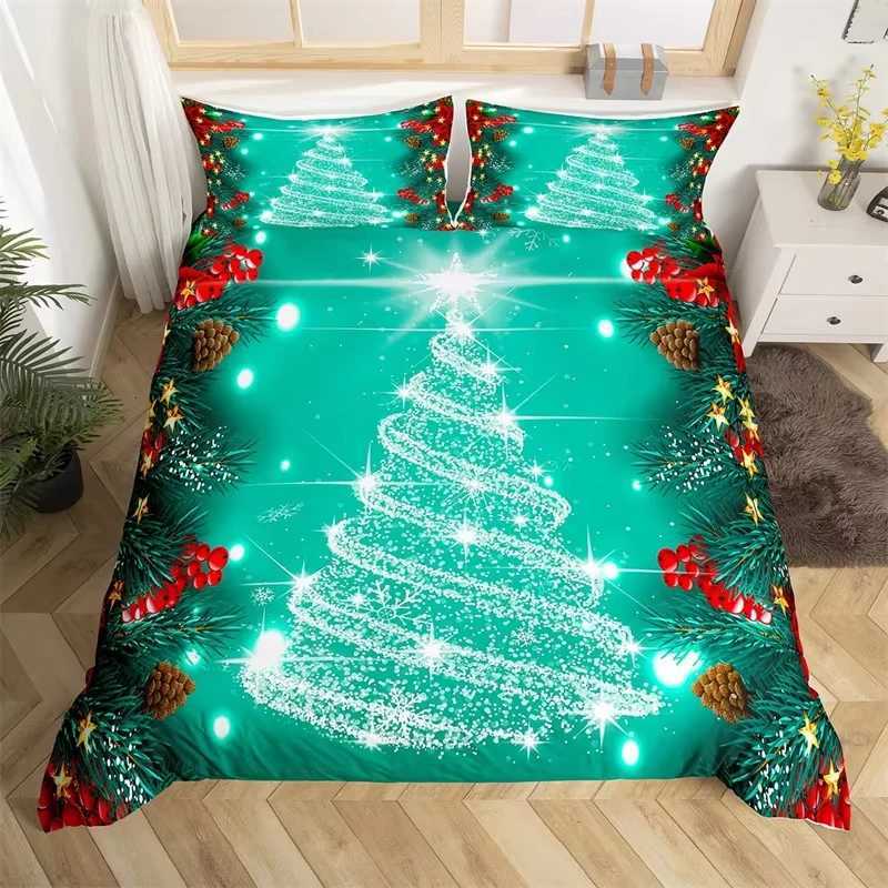 Christmas Christmas Tree Duvet Cover Set Christmas Theme Bedding Set Cartoon Deer Snowman Comforter Cover King Queen For Girls Teens Room Y251126