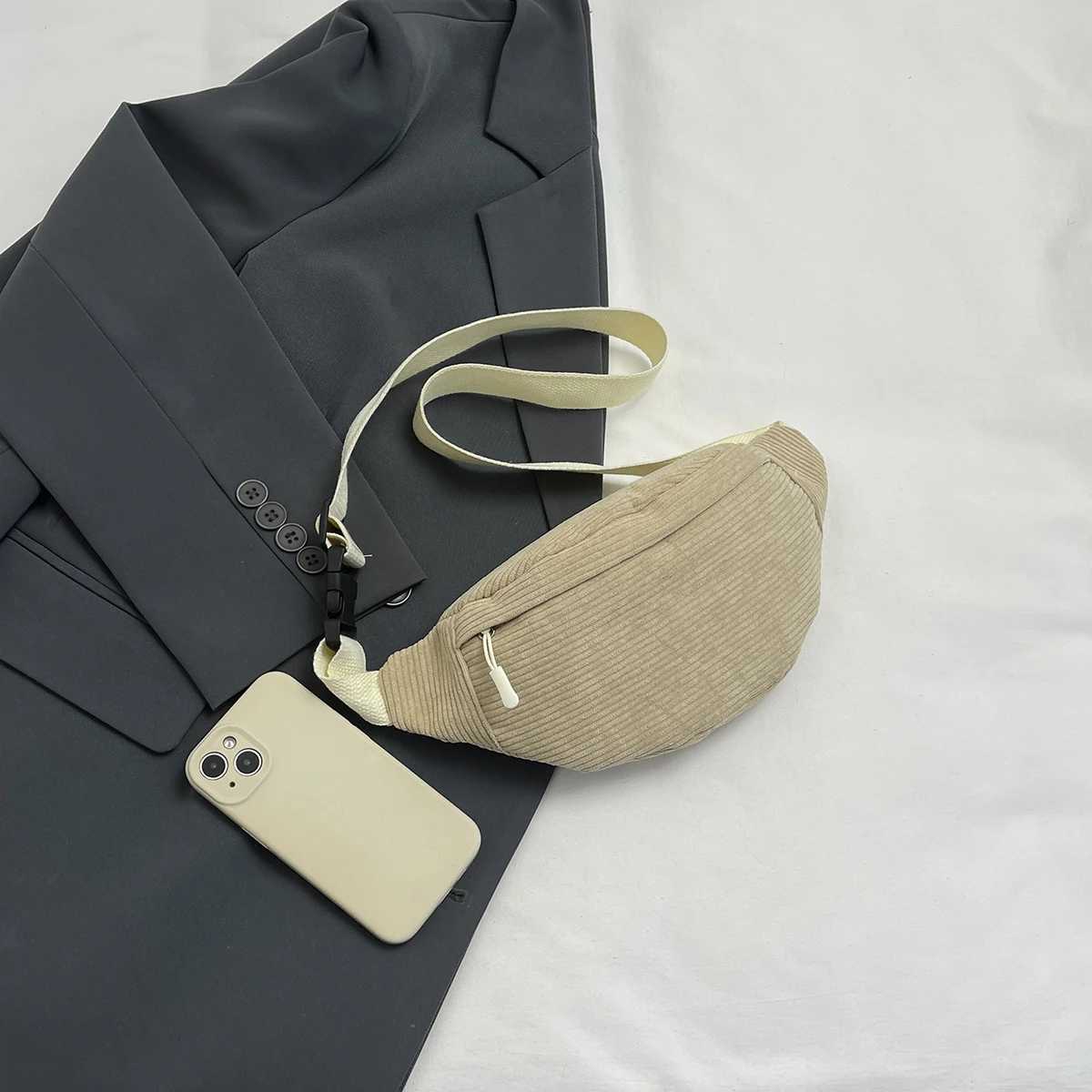 Casual Corduroy Belt Bags for Women Fashion Fanny Pack Female Banana Waist Bag Hip Purse Shoulder Crossbody Chest Bag PocketT251126