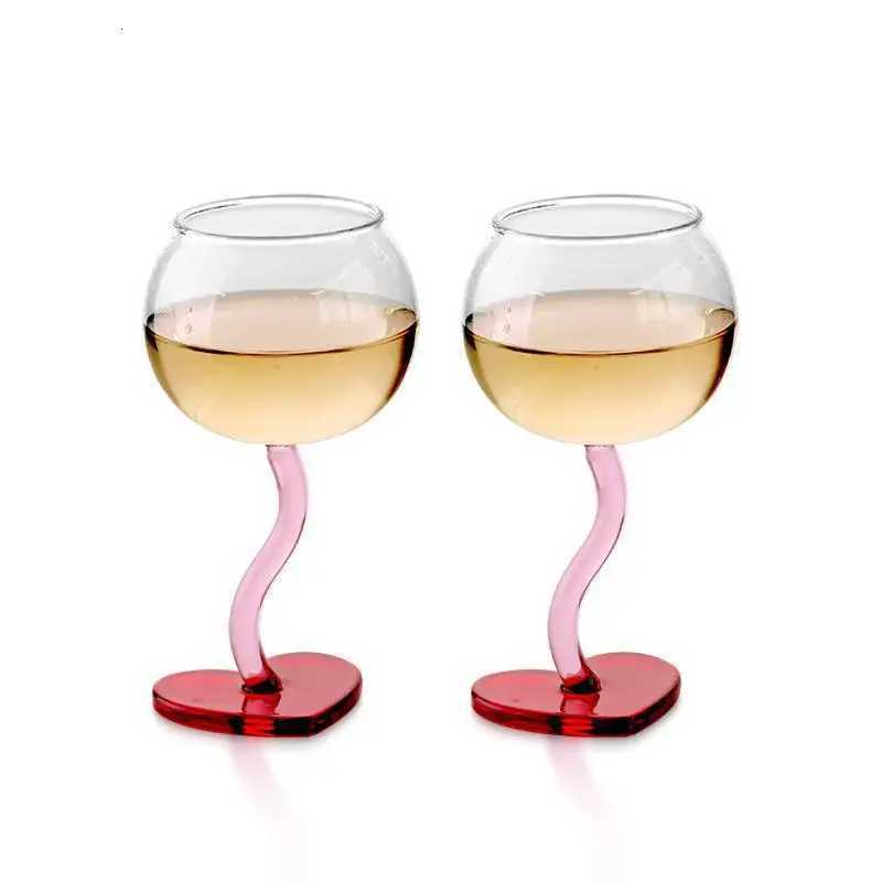 Heart-Shaped Wine Glasses Set of 4 White/Red Wine Goblets for Home Use Creative High-Aesthetic Design Ideal for Daily Drinking A C251126