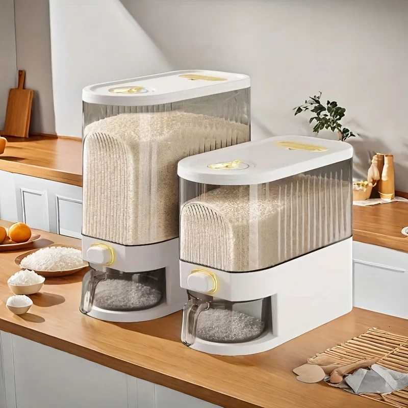 Large Capacity Rotating Rice Dispenser With Divider - Waterproof Moisture-Proof And Insect-Proof Grain Storage Container Suit Y251126