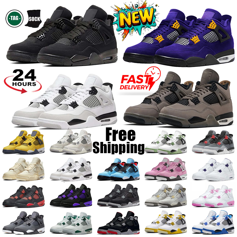 4 Men 4s Basketball Desinger Shoes Black Cat University Women White Pure Money Pink Thunder Oreo Military Blue Sneakers with BOX