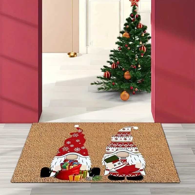 Christmas Doormat Merry Christmas Design Red Hat Figurines Floor Mat For Festive Entryway Holiday DecorM251126