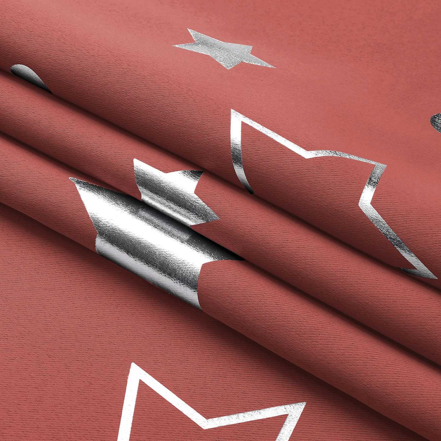 Christmas Set of 2 Blackout Silver Star Moon Curtain Pair Silver Grommet Window Panels for Bedroom Living Room Holiday Christmas Sun Y251126