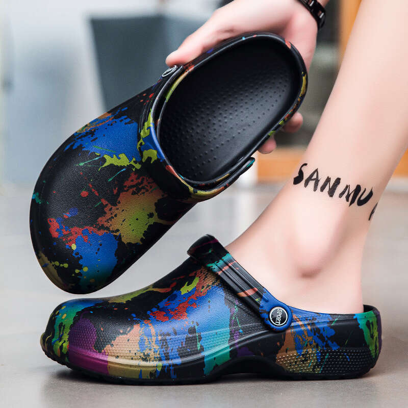 Cross-Border Summer Clogs with Free shipping designer hot 3331 Toe Cover, Printed Sandals, Men's Sports Outdoor Home Beach Slippers Wholesale