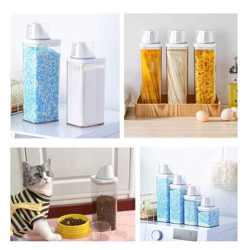 Laundry Detergent Powder Container With Measuring Cup Washing Up Powder Dispenser Food Storage Jar Airtight Storage Bottle Y251126