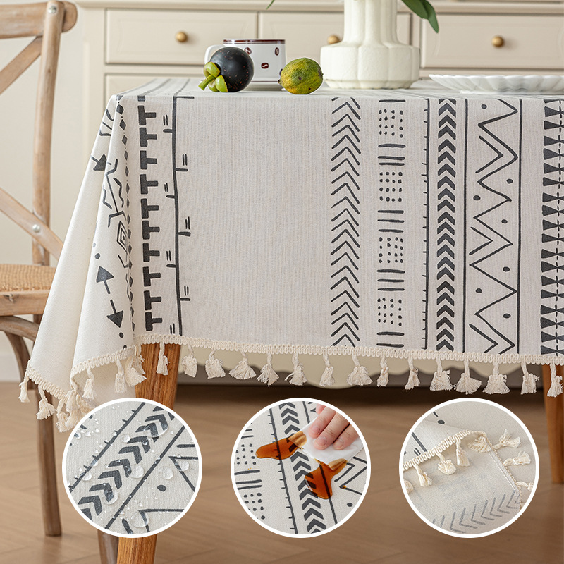 A634 Bohemian waterproof and oil-proof tablecloth non-slip and dirt-resistant tablecloth single dust-proof retro coffee table table cover towel