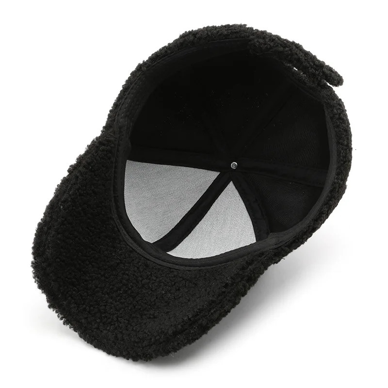 FS Green Lambswool Baseball Caps For Men Golden Letter Women Cap Windproof Warm Winter Trucker Hat Casquette Homme 251126