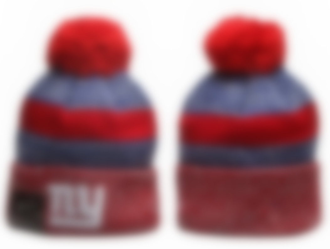2025 Men Knitted Cuffed Pom Giants Beanies Bobble Hats Sport Knit Hat Striped Sideline Wool Warm BasEball Beanies Cap For Women a15
