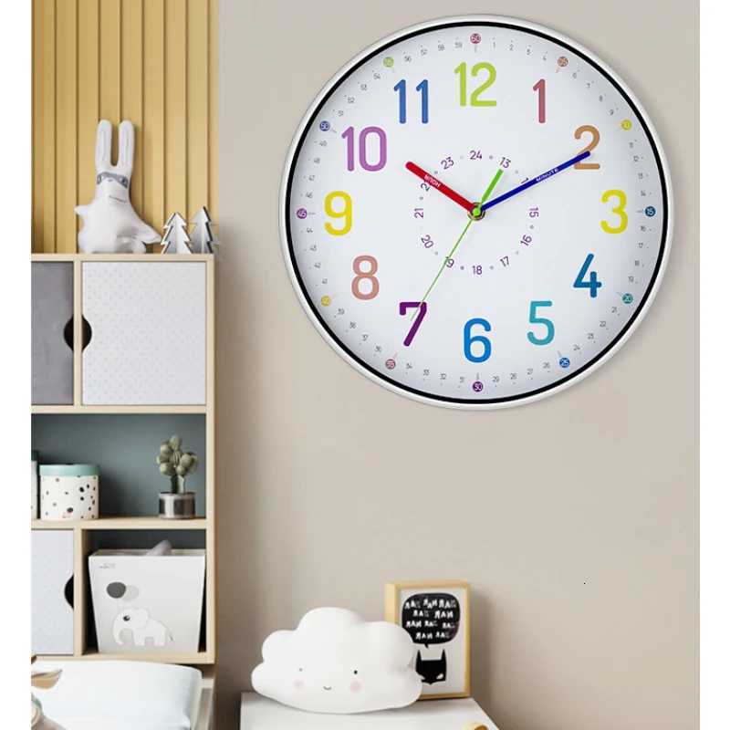 12 Inch Silent Wall Clock colorful Cartoon Kids clock for Home Living Room Decoration Art Childhood Clocks C251126