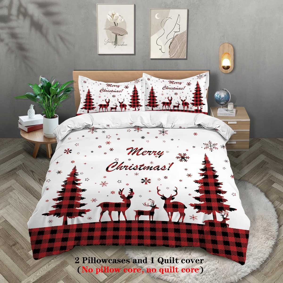 Christmas 3pcs Merry Christmas themed pattern bedding set Christmas tree for teenagers and adults bedroom a Christmas gift Y251126
