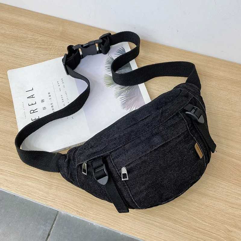 Fashion Solid Colour Denim Fabric Fanny Packs For Women 2025 Trendy Waist Bag Female Waist Pack Ladies Crossbody Chest BagT251126
