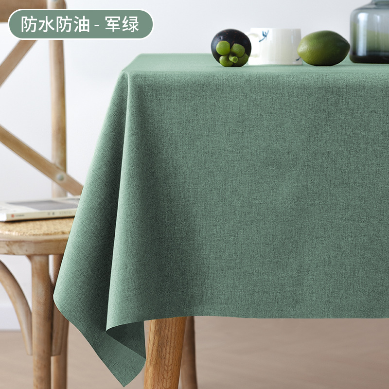 W19 fabric cotton and linen tablecloth waterproof and oil-proof solid color rectangular tablecloth dust cover towel home coffee table tablecloth whole