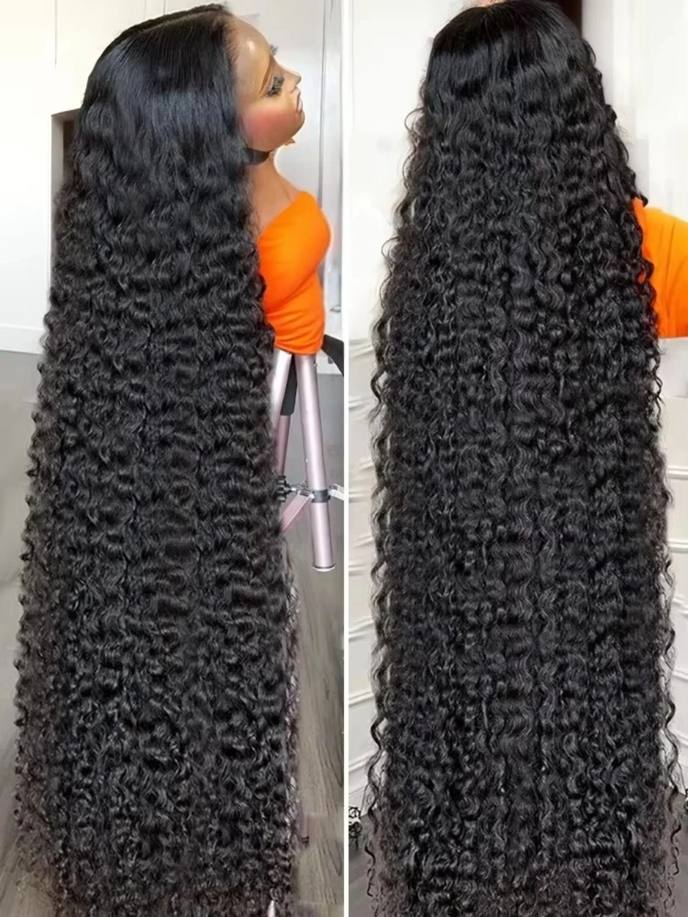 Burmese Kinky Curly Hair Wig Transparent Lace Frontal Brazilian Human Natural Hair Wigs 40 Inch 13x6 HD Glueless Wig Human Hair Ready To Wear
