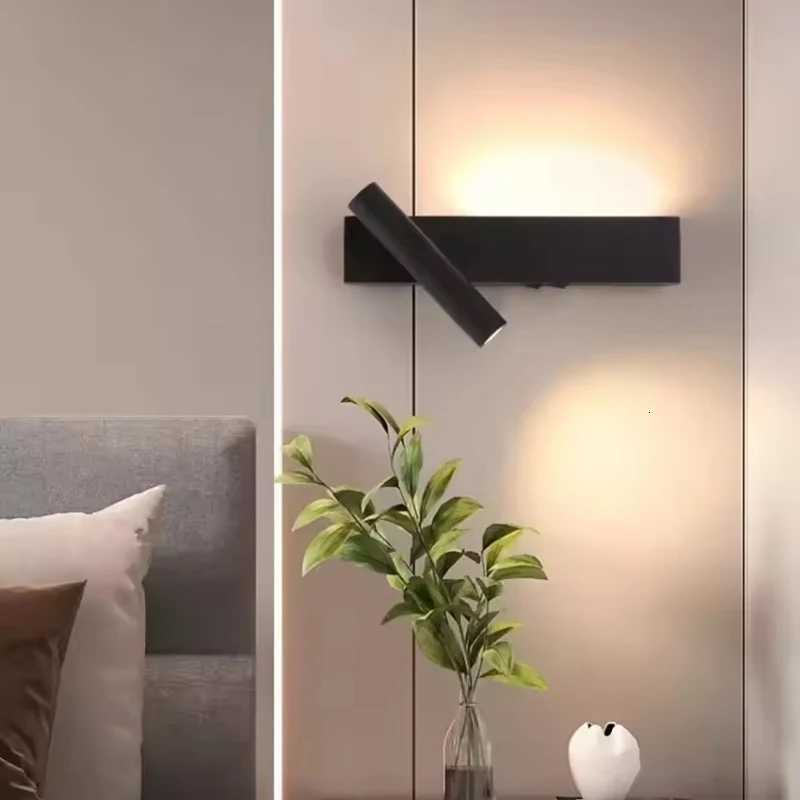 Bedroom bedside LED rotating with switch wall light ambient light modern and simple living room background corridor M251126