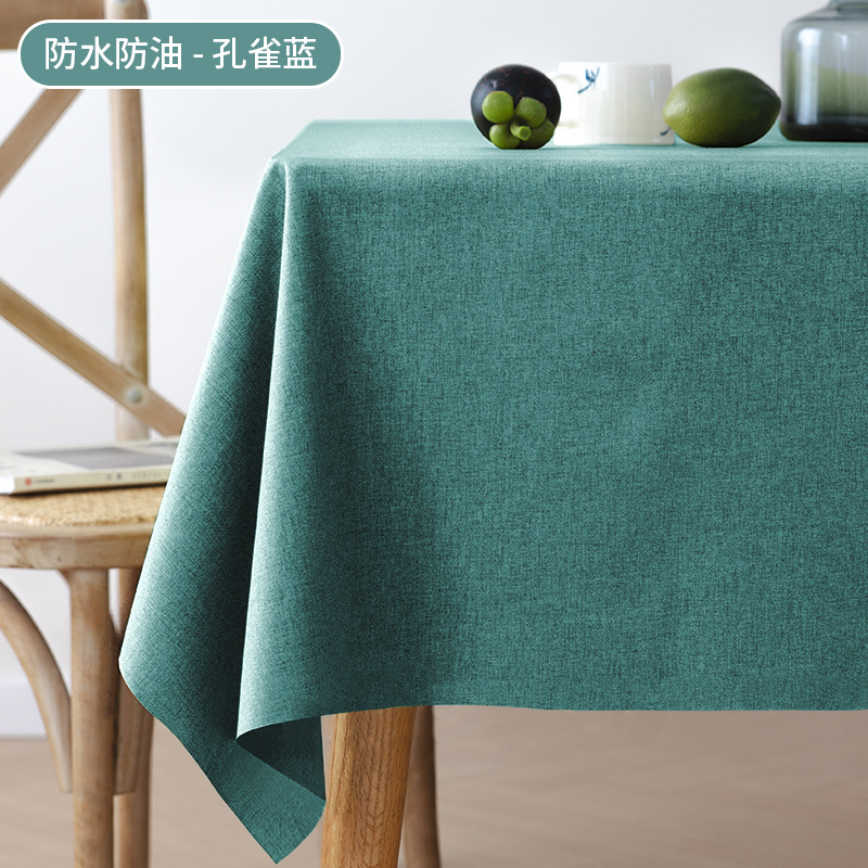 W19 fabric cotton and linen tablecloth waterproof and oil-proof solid color rectangular tablecloth dust cover towel home coffee table tablecloth whole