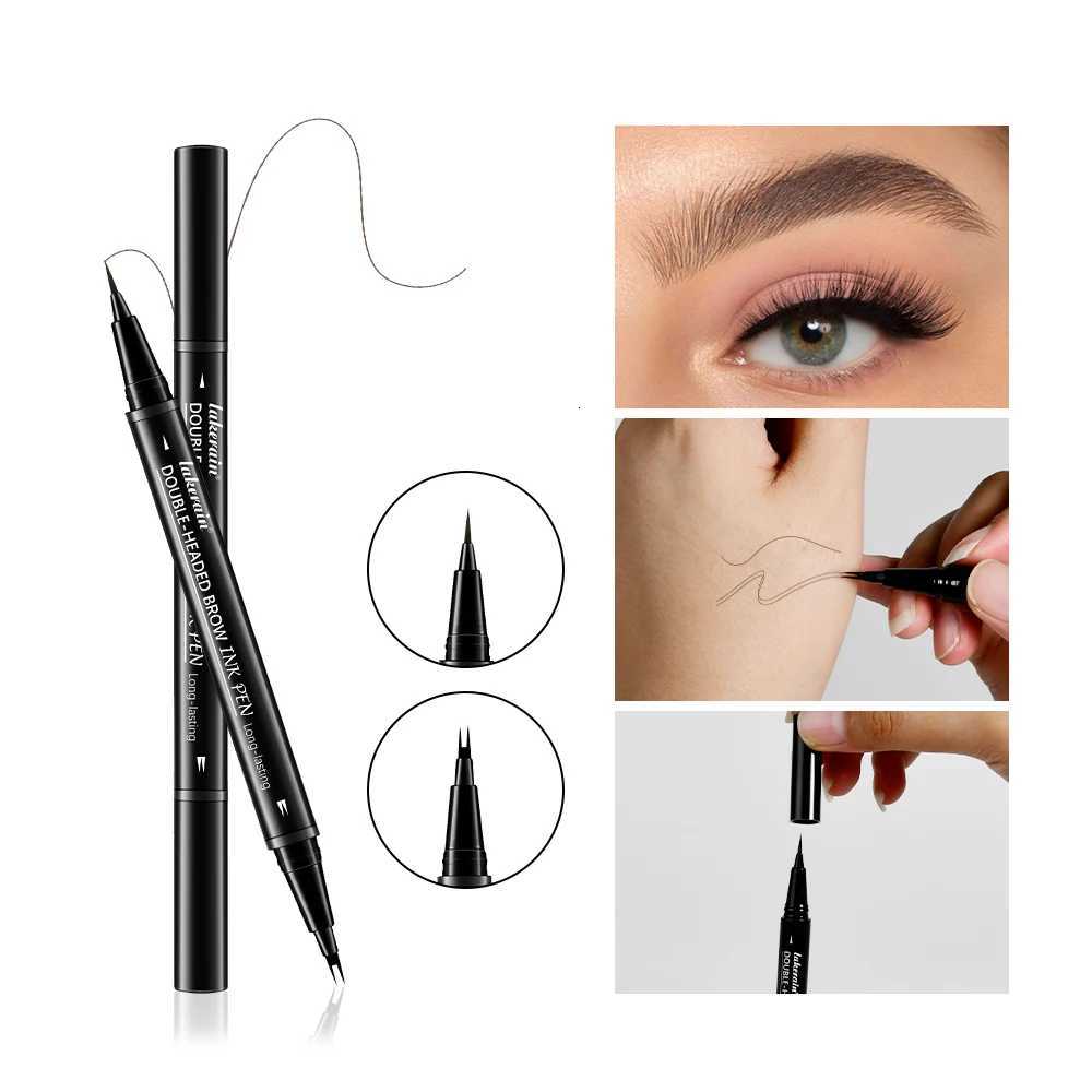 2 In 1 Eyebrow Pencil Waterproof Eye Brow Pencil Perfect Eyebrows Waterproof Makeup Brushes Eyeliner For Set Pen BrownT251126
