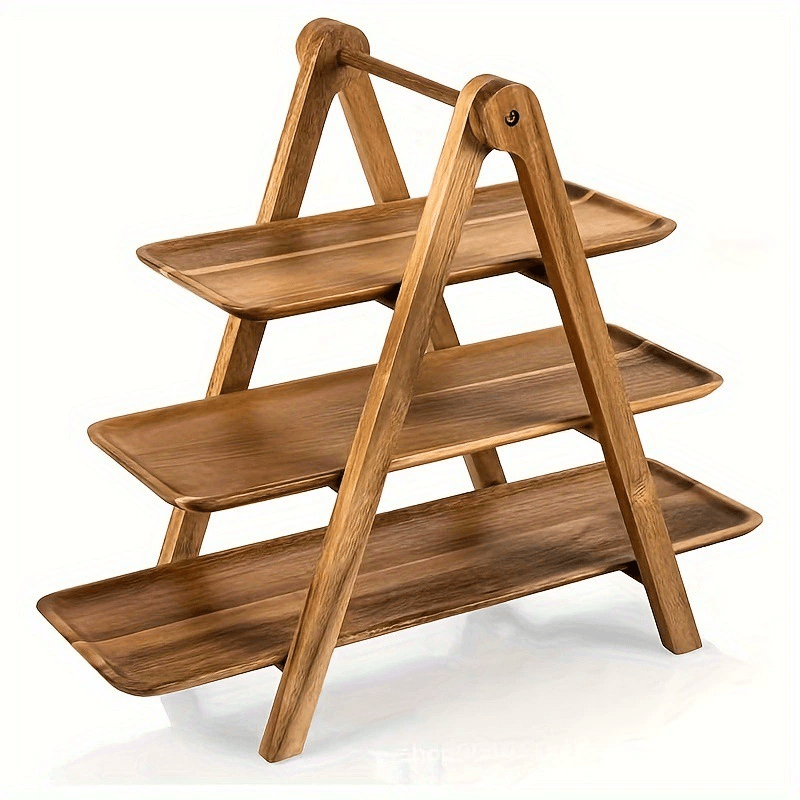Wooden dessert table display rack cold meal tea break table tableware high footed cake fruit plate solid wood tray
