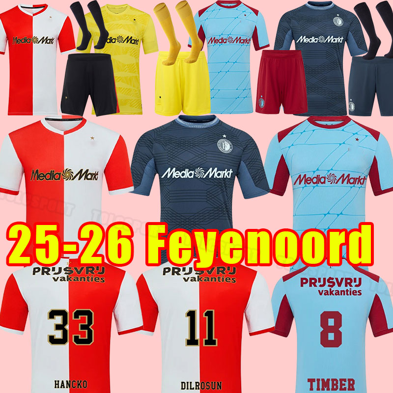 Feyenoords 25 26 KOKCU Soccer Jerseys away Gimenez Danilo Home TRAUNER men kit HARTMAN GIMENEZ PAIXAO TAABOUNI TIMBER RED football shirt 2025 2026 goalkeeper