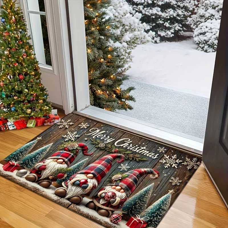 VIKAMA Christmas Snowflake Entry Door Mat Entryway Non Slip Decorative Carpet Christmas Ambience DecorationM251126